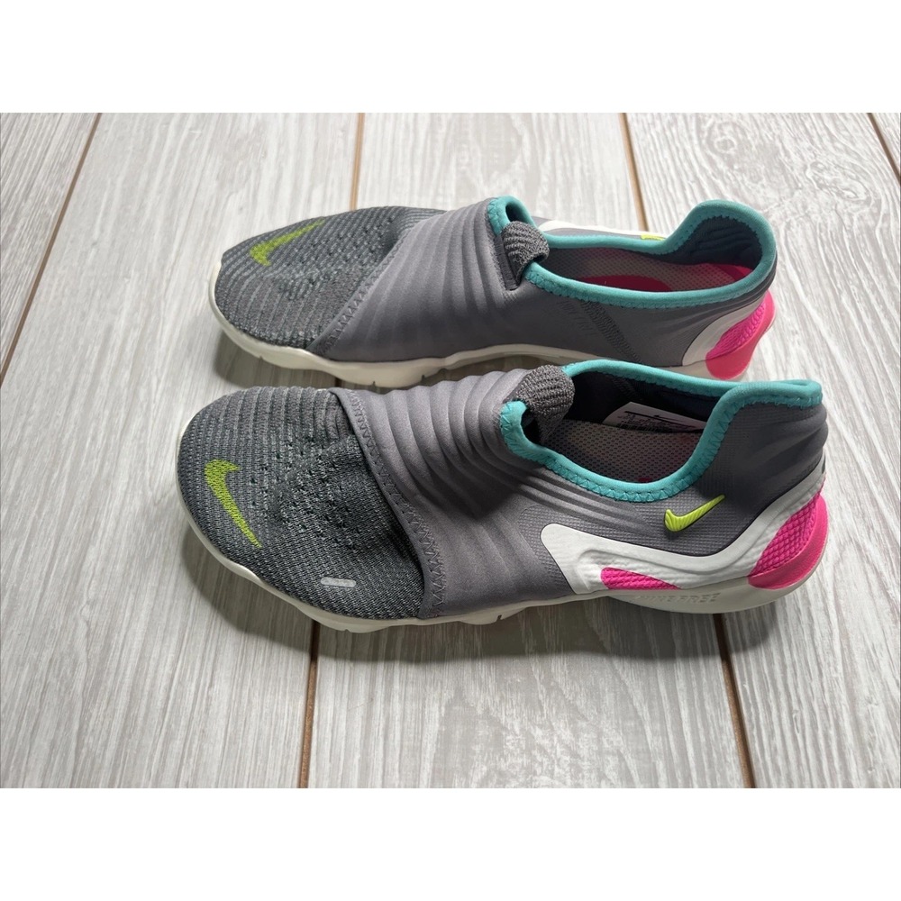 New Nike Free RN Flyknit 3.0 Womens Running‎ Shoes Size 7.5 Gray Pink Blue